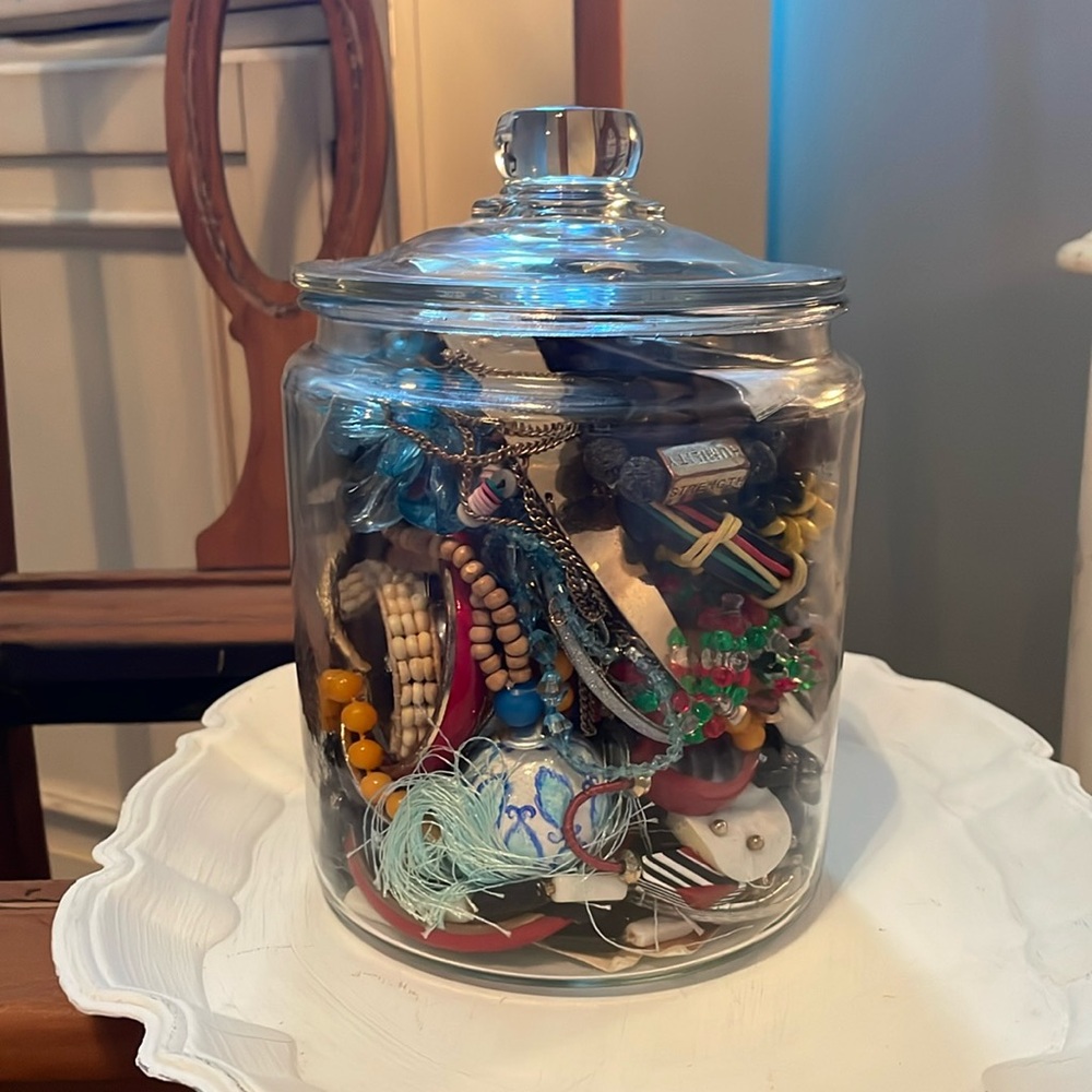Huge cookie jar of jewelry